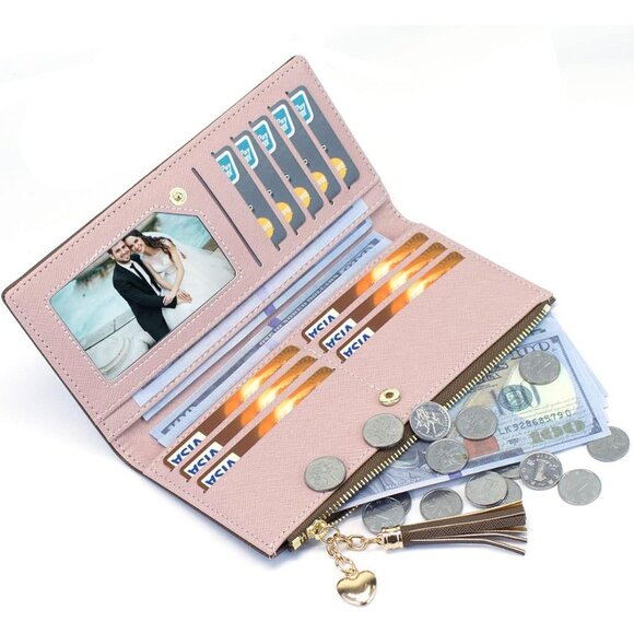 Women's Slim Card Holder Wallet with Coin Purse and Tassels for Ladies - Picture 5 of 8